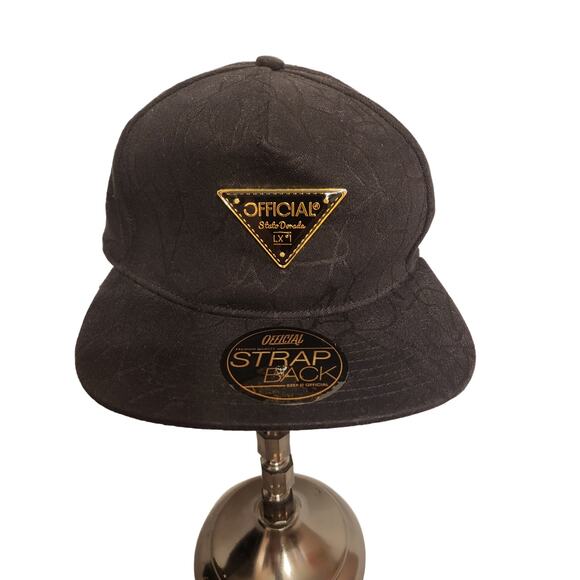 Black & Gold Rare OFFICIAL Stato-Dorada LX1 Leather look Strap Back Hat Cap - Picture 1 of 5